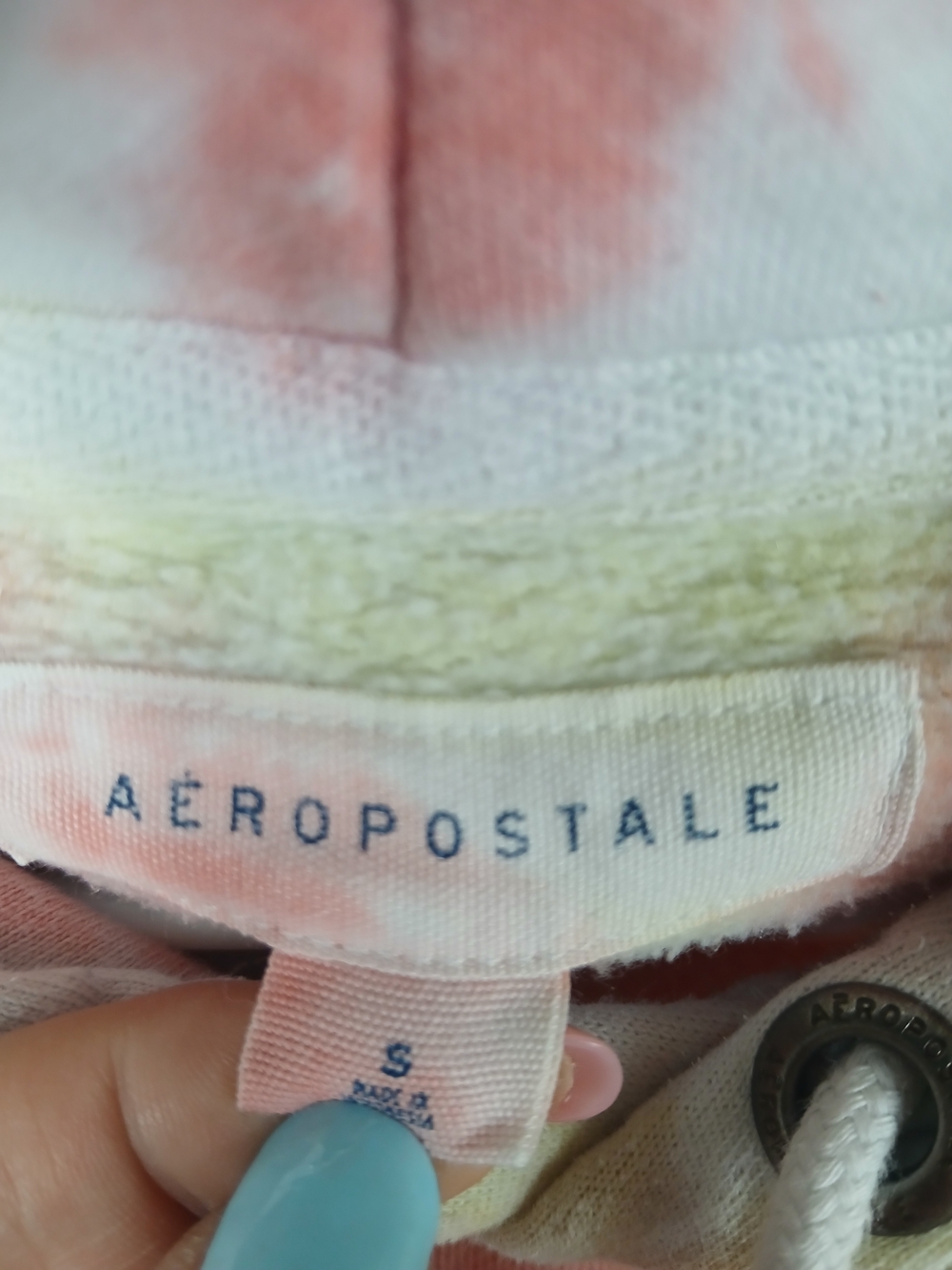 Aeropostale Tie-Dye Hoodie in Coral and Pale Yellow - Picture 3 of 5